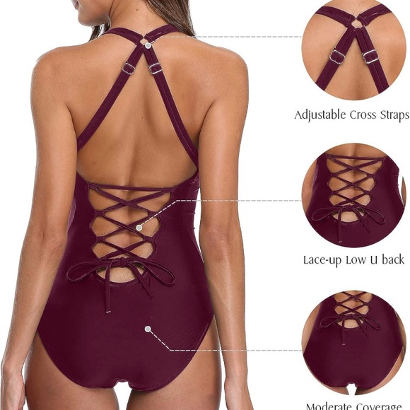 SOCIALA Sexy Strappy Back Monokini Swimsuit - Picture 2 of 5